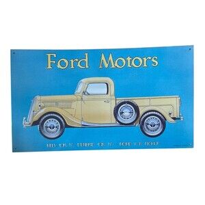 Vintage 1993 Ford Motors Metal AAA Sign Co Coitsville Ohio Embossed Tin 16x9"